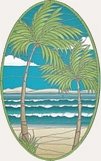 Island Oasis Stained Glass Oval Centerpiece Decal Left